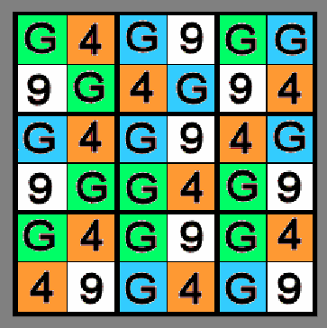 9 tiles with 9 G4G9s embedded