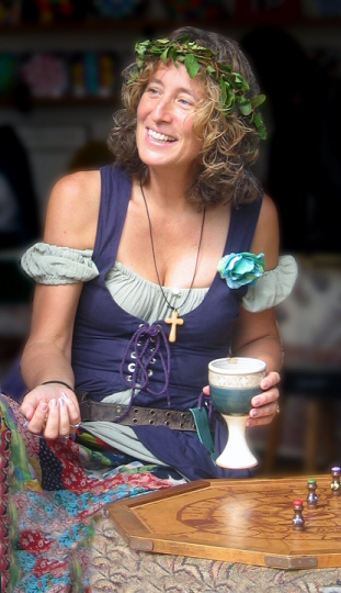 Rolinda Collinson welcomes visitors to play the Royal Game of the Goose
