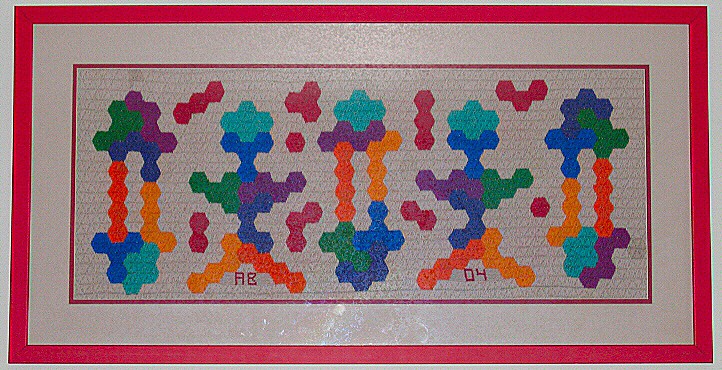 Tetrahex symmetries done in needlepoint by Alton Bader