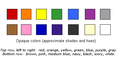 Opaque color samples