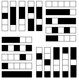 Alignment of 20 Quintapaths sticks to make a two-way symmetry pattern.